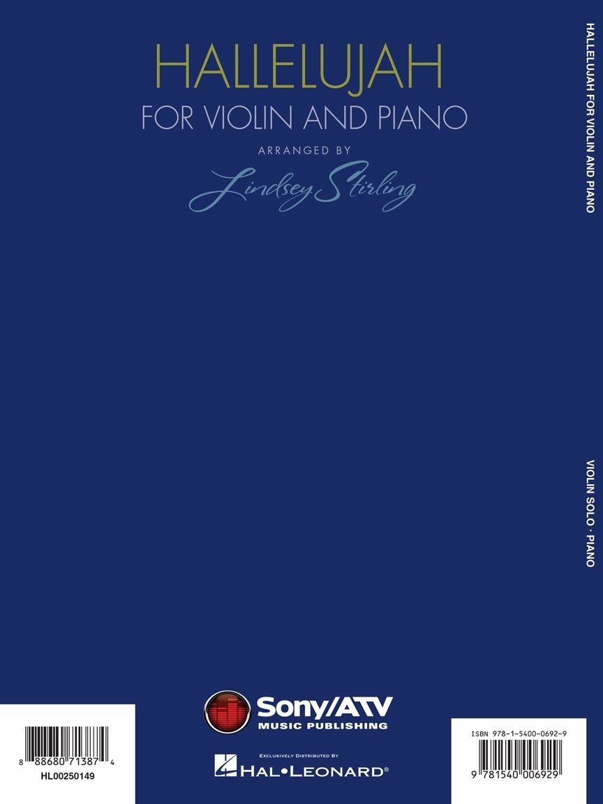 Noten Lindsey Stirling Halleluja von Leonard Cohen HL 250149 Violine Geige_00050083_