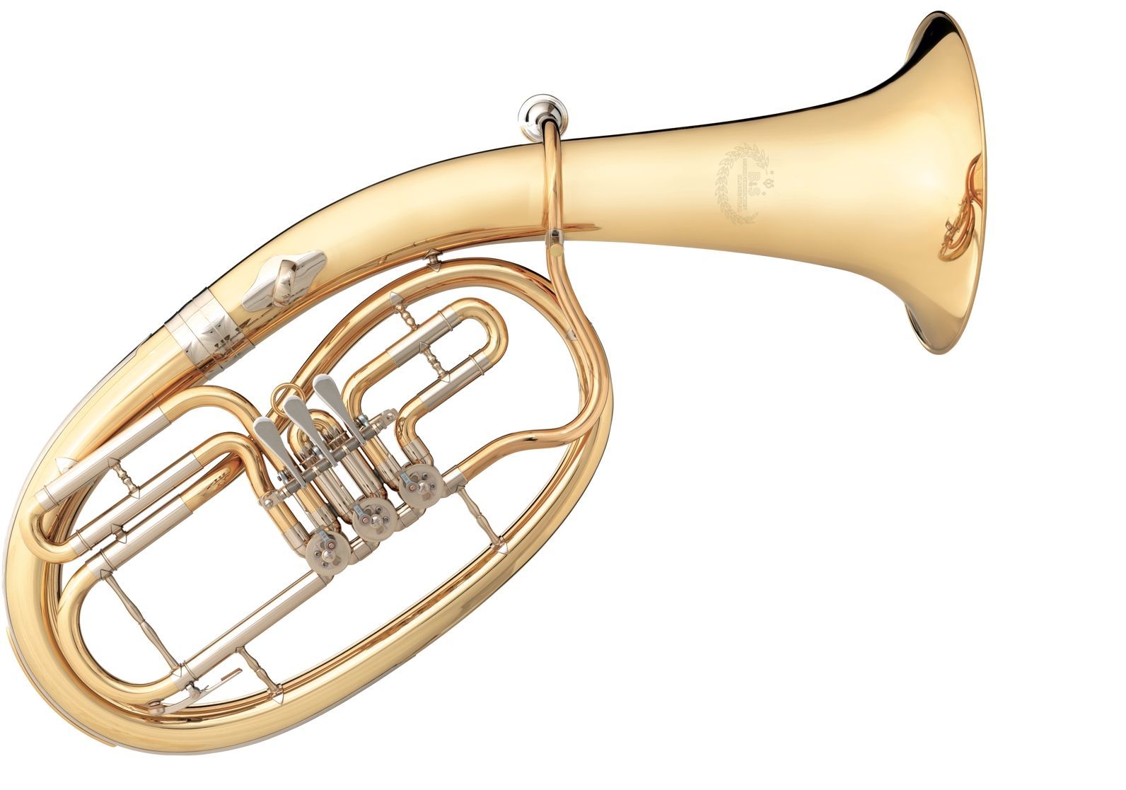 B&S 3032 2G-1-0 Bb-Tenorhorn, Bohrung 14,00 mm, Goldmessing, Etui und Zubehör