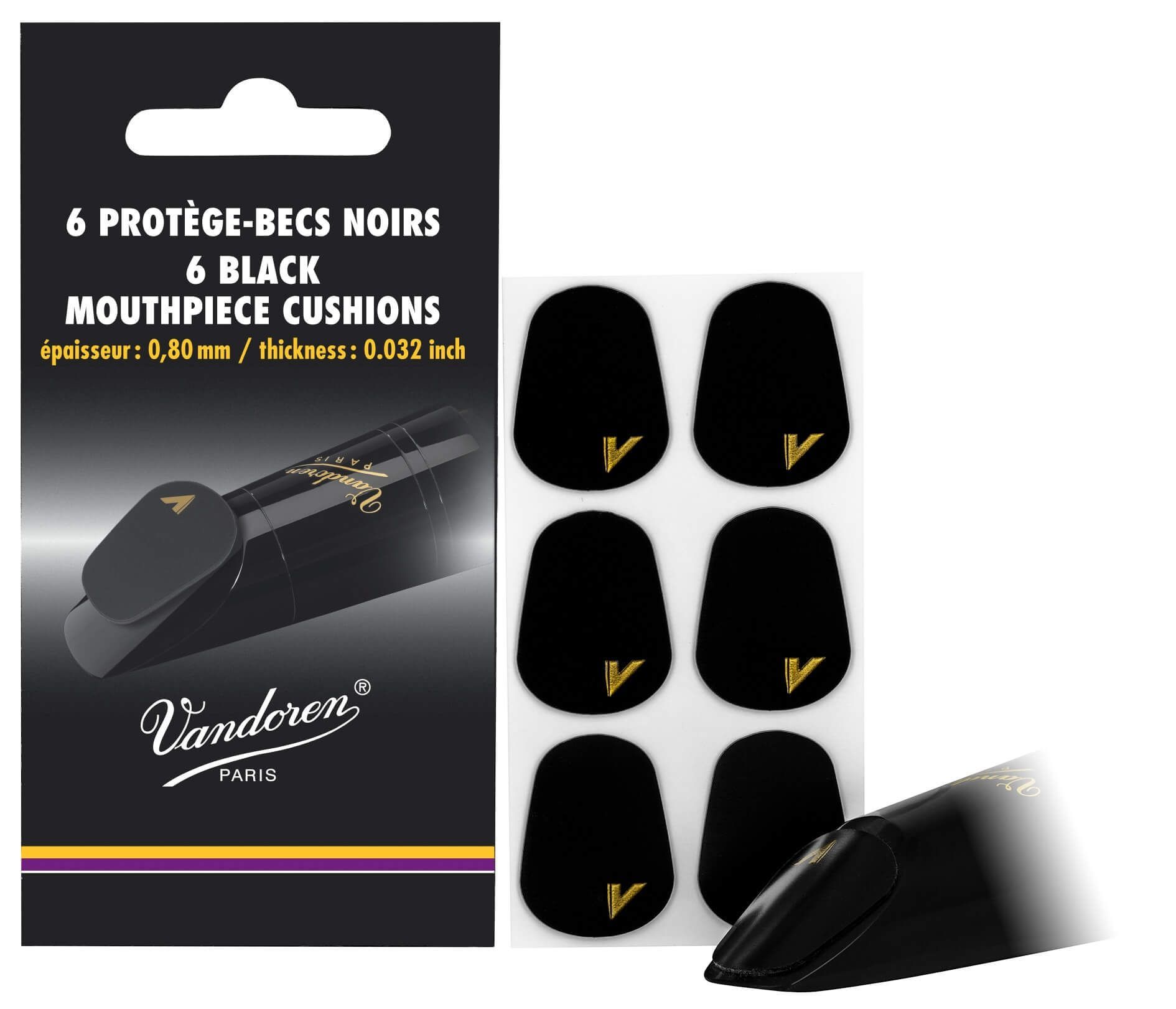 Vandoren Bissplatte / Bissgummi( 6Stck) schwarz 0,8 mm für Klarinette, Saxophon_00032381_