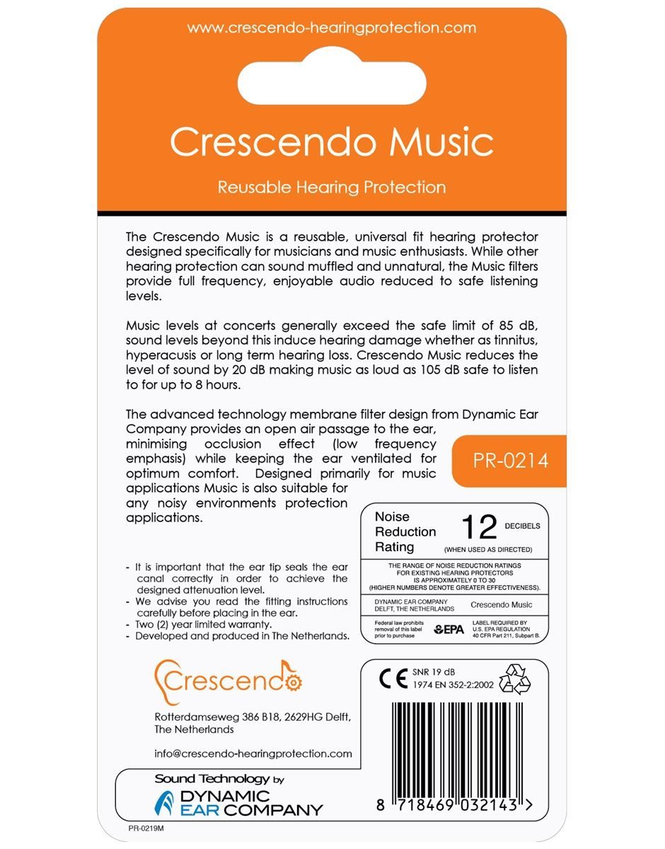 Crescendo Music 20 Ear Plugs