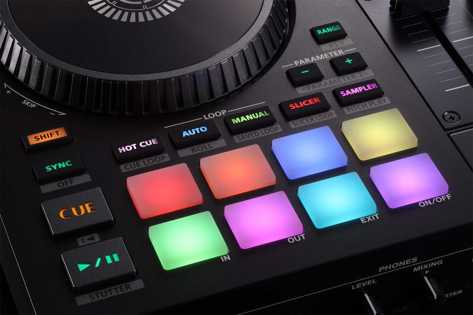 Roland DJ-707M  4-Kanal DJ Controller für Serato DJ Pro mit vier Decks