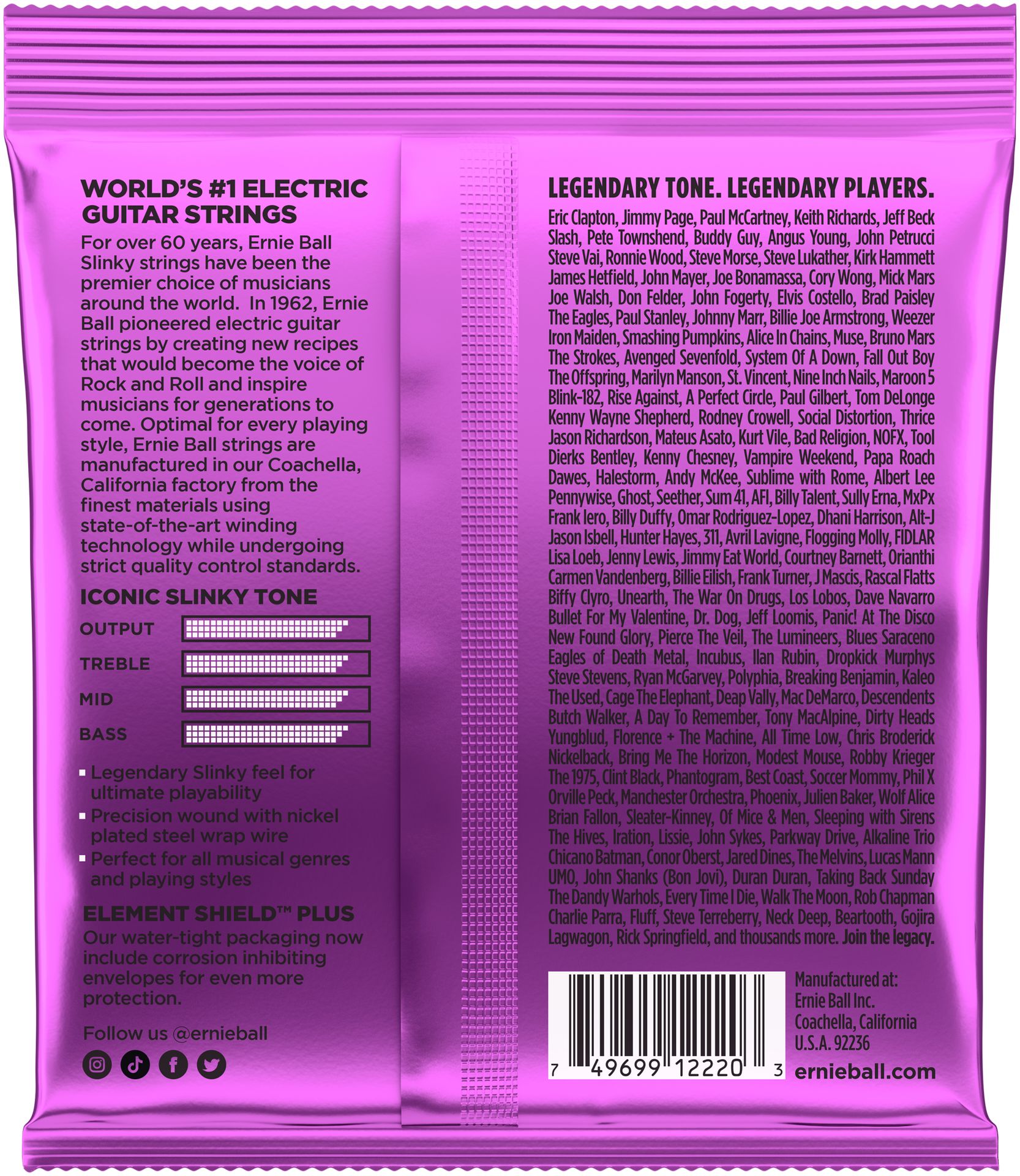 Ernie Ball EB-2220 E-Gitarren Saiten,Power Slinky .011-.048