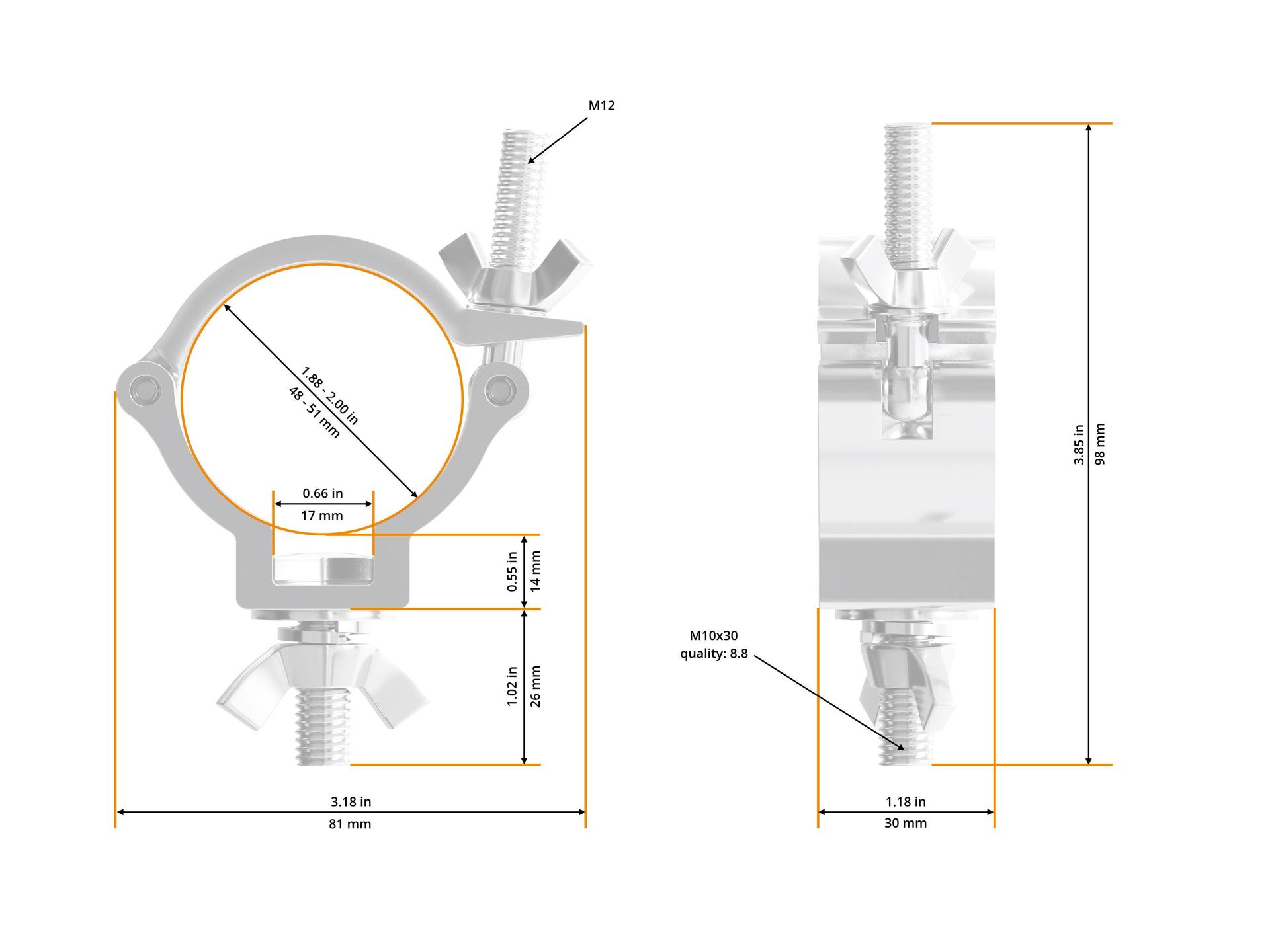 Global Truss 812-B Half-Coupler schwarz Small 48-51 / 30 / 100kg