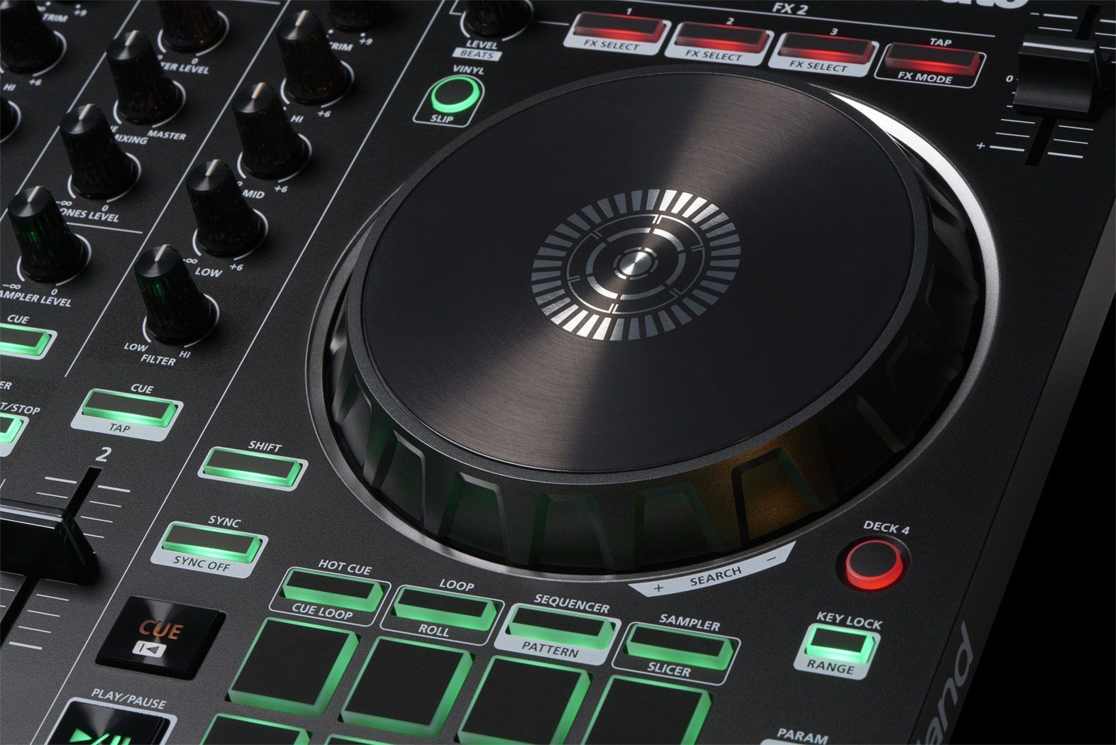 Roland DJ-202  2-Kanal DJ Controller für Serato Intro mit vier Decks