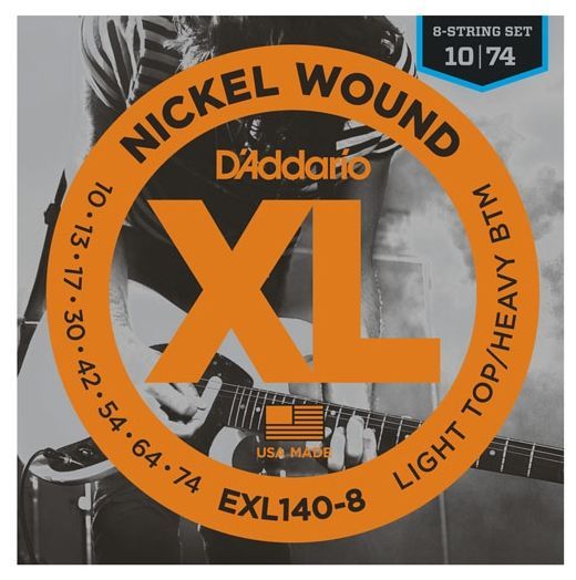 D'Addario EXL140-8 E Gitarren Saiten für 8-Saiter Gitarren .010-.074