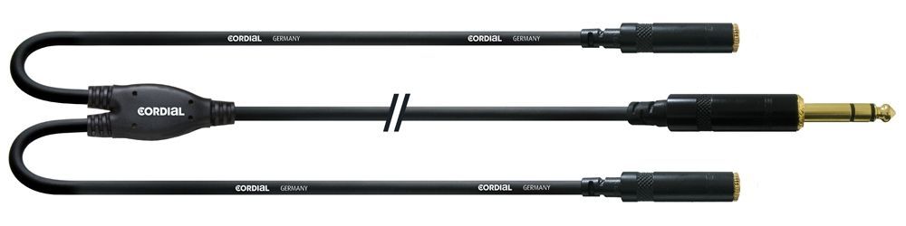 Cordial CFY 0,3 VYY 0,3m, 6,3mm Stereostecker  2x 3,5mm Stereoklinkenbuchse