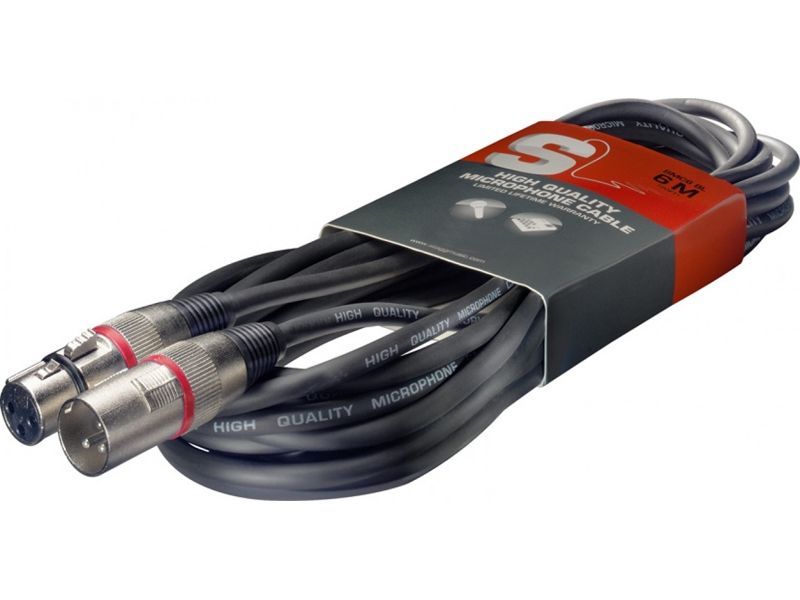 Mikrofonkabel  XLR male/female, 6 Meter, schwarz/ rot_00025541_