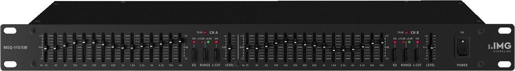 IMG Stage Line MEQ-115/SW 2-Kanal Graphic-Equalizer 19" 1 HE