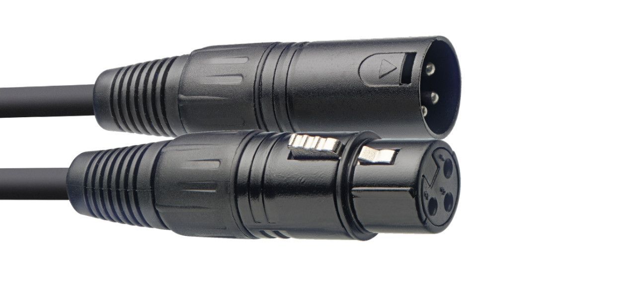 DMX-Kabel  XLR male/female, 3 pol. 1,5m Meter, für Lichtsteuerung, schwarz