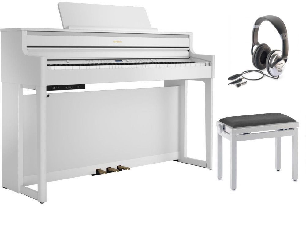 Roland HP-704 WH SET Digitalpiano weiß matt + Klavierbank + Kopfhörer