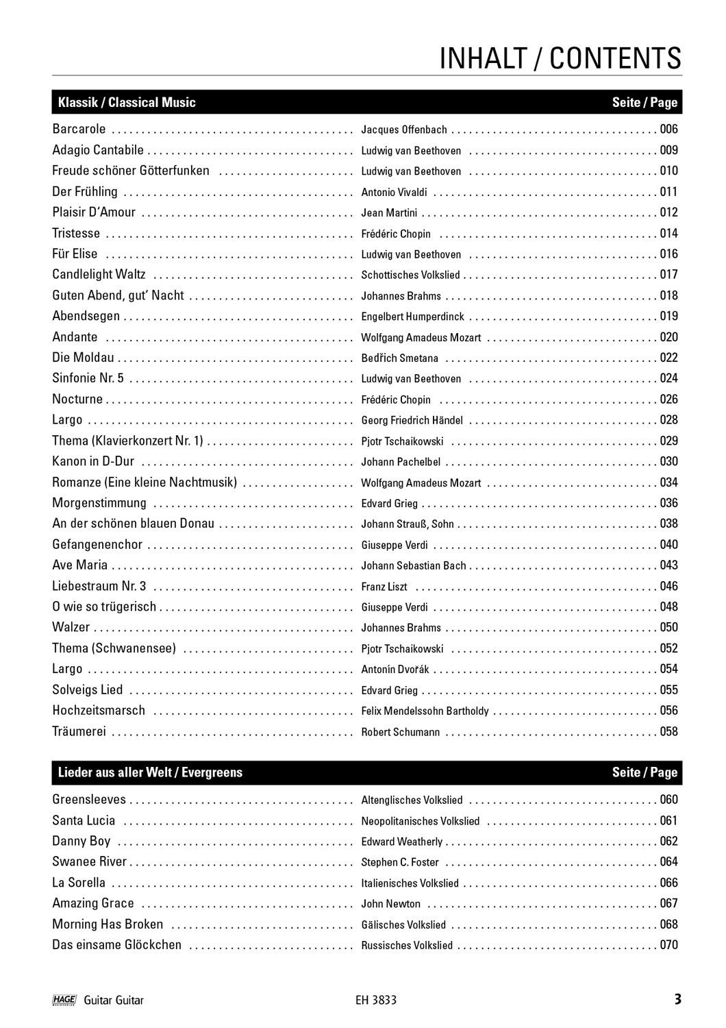 Noten Guitar Guitar Die 100 schönsten Melodien von Klassik bis Pop Hage eh 3833