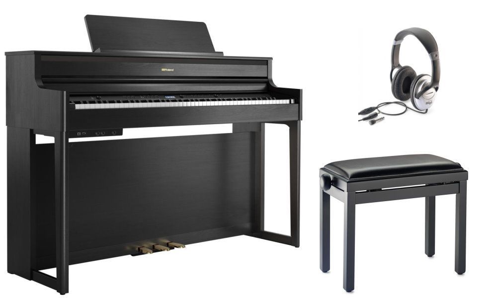 Roland HP-704CH-SET Digitalpiano schwarz matt + Klavierbank + Kopfhörer