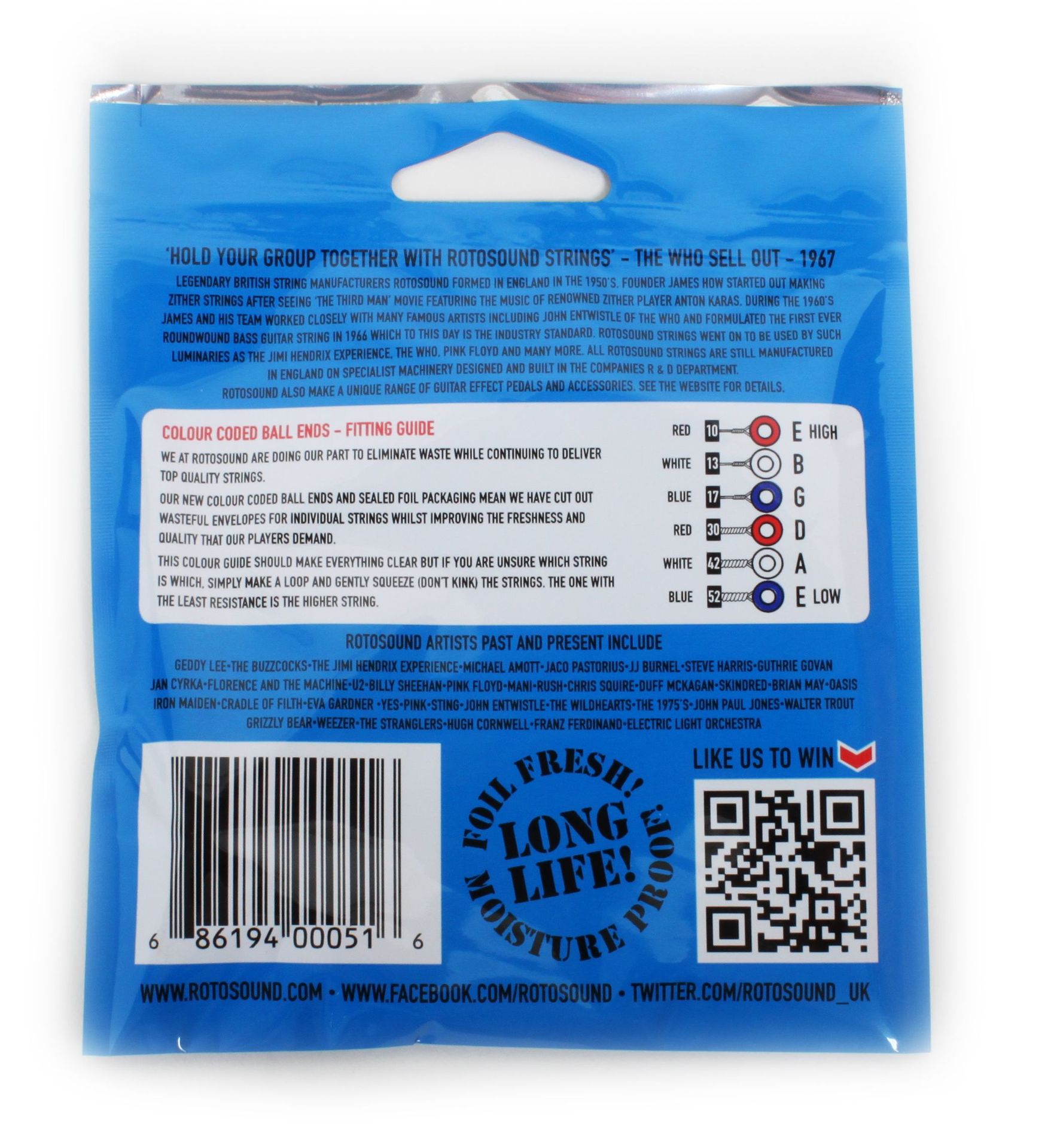 Rotosound RH10 NICKEL LIGHT TOP/HEAVY BOTTOM 10 13 17 30 42 52