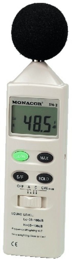 Monacor SM-2 Schallpegelmesser mit Elektret-Mikrofonkapsel, mit LCD-Display 17mm