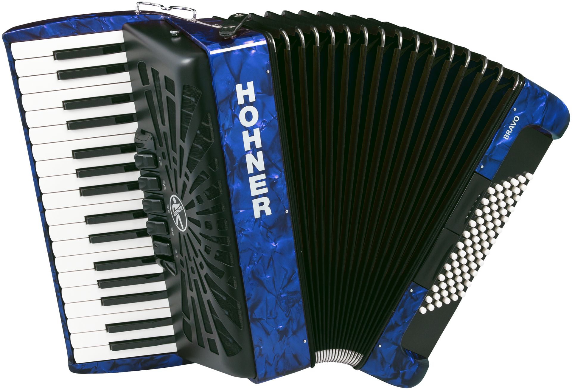 Hohner Bravo III 72 blau HOA16642 72 Bässe, neues Verdeck, silent Key  - Onlineshop Musikhaus Markstein