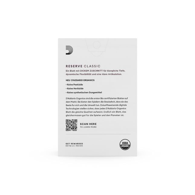 Daddario WoodWinds 3,0 Organic Reserve Classic Blatt B-Klarinette deutsch 