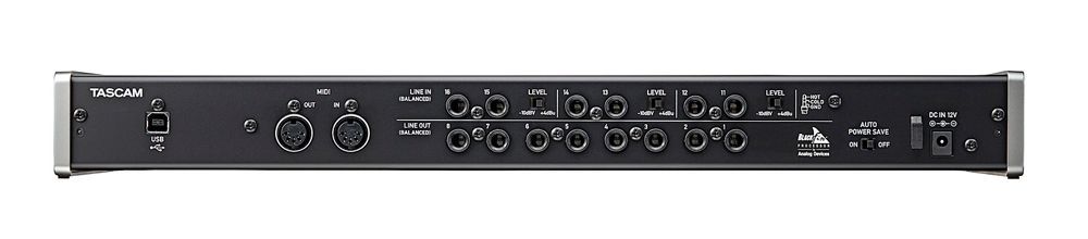 Tascam US-16x08  USB-Audio-/MIDI-Interface mit 8 Mikrofon- + 8 Line-Eingänge