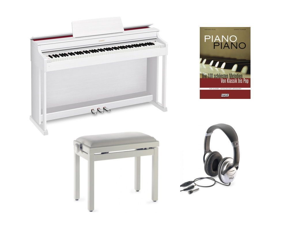 Casio AP-470-WE -Set Digitalpiano weiß  mit Klavierbank u.weiterem Zubehör