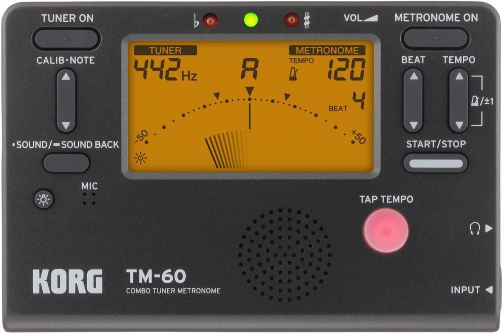 Korg TM-60 BK Tuner - Metronom, chromatisches Stimmgerät und Taktgeber,