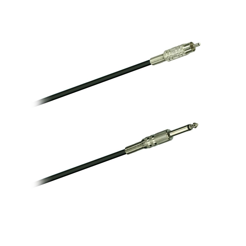 Cinchkabel, Cinchstecker  6,3mm Klinkenstecker metall, 3 Meter, schwarz