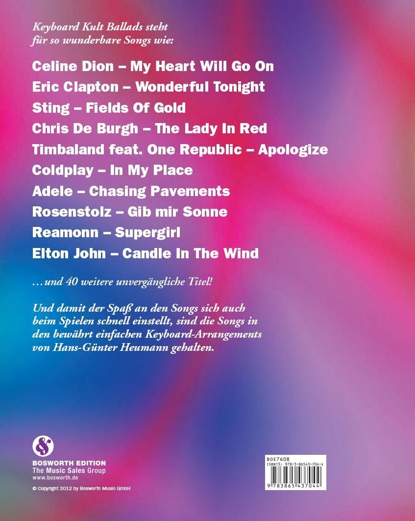 Noten Keyboard Kult Ballads Die 50 schönsten Love Songs Aller Zeiten BoE 7608 Noten Keyboard Kult Ballads Die 50 schönsten Love Songs Aller Zeiten BoE 7608