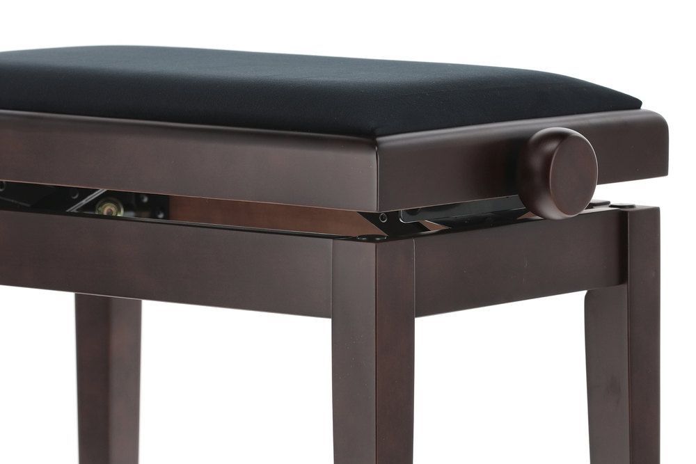 Klavierbank DELUXE Rosenholz matt, Sitzbezug schwarz, verstellbar Klavierbank DELUXE Rosenholz matt, Sitzbezug schwarz, verstellbar