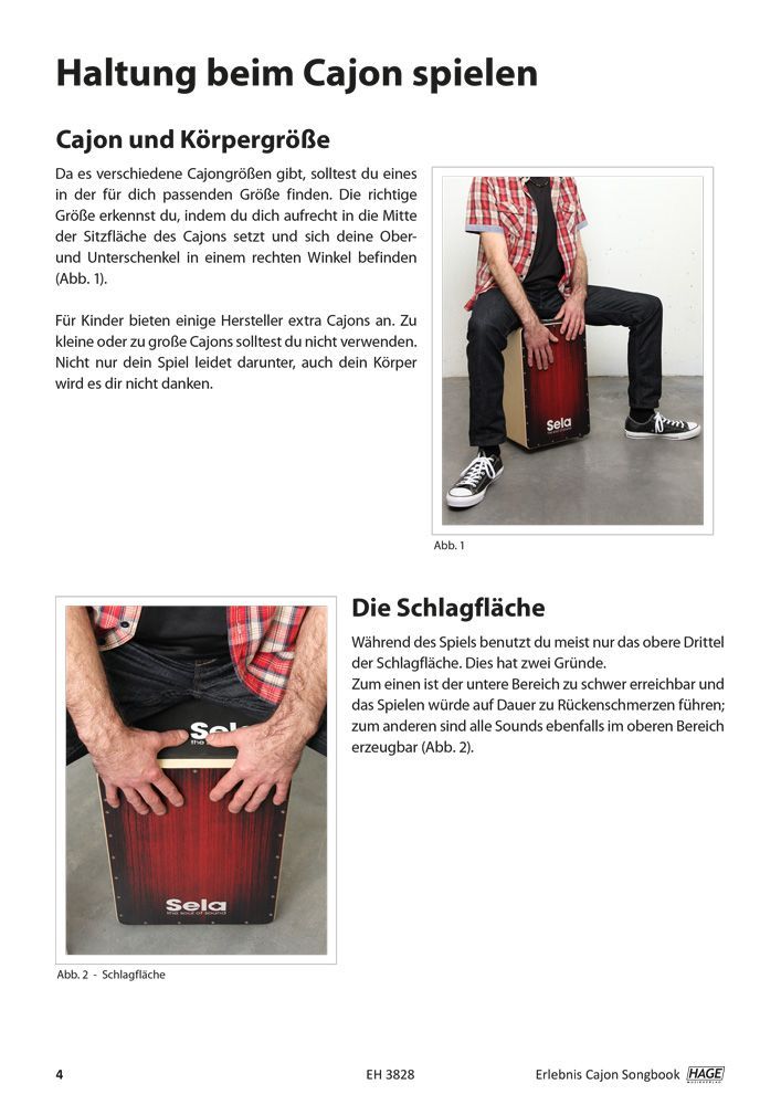 Noten Erlebnis Cajon Songbook (mit MP3-CD) Ed Hage-3828 Uwe Pfauch