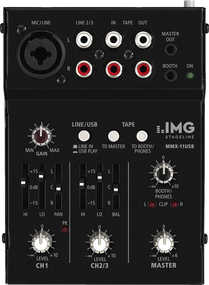 IMG Stage Line MMX-11 USB 2- Kanal Mixer mit USB-Audiointerface