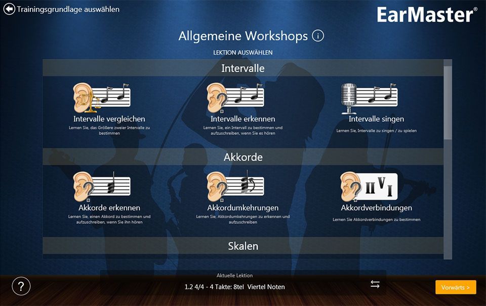 Earmaster 7 Software, Gehörbildung, Ear Master erkennt z.B Intervalle 