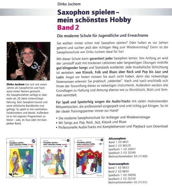 Noten Saxophon spielen mein schönstes Hobby Altsax 2 Dirko Juchem ED 9832D 