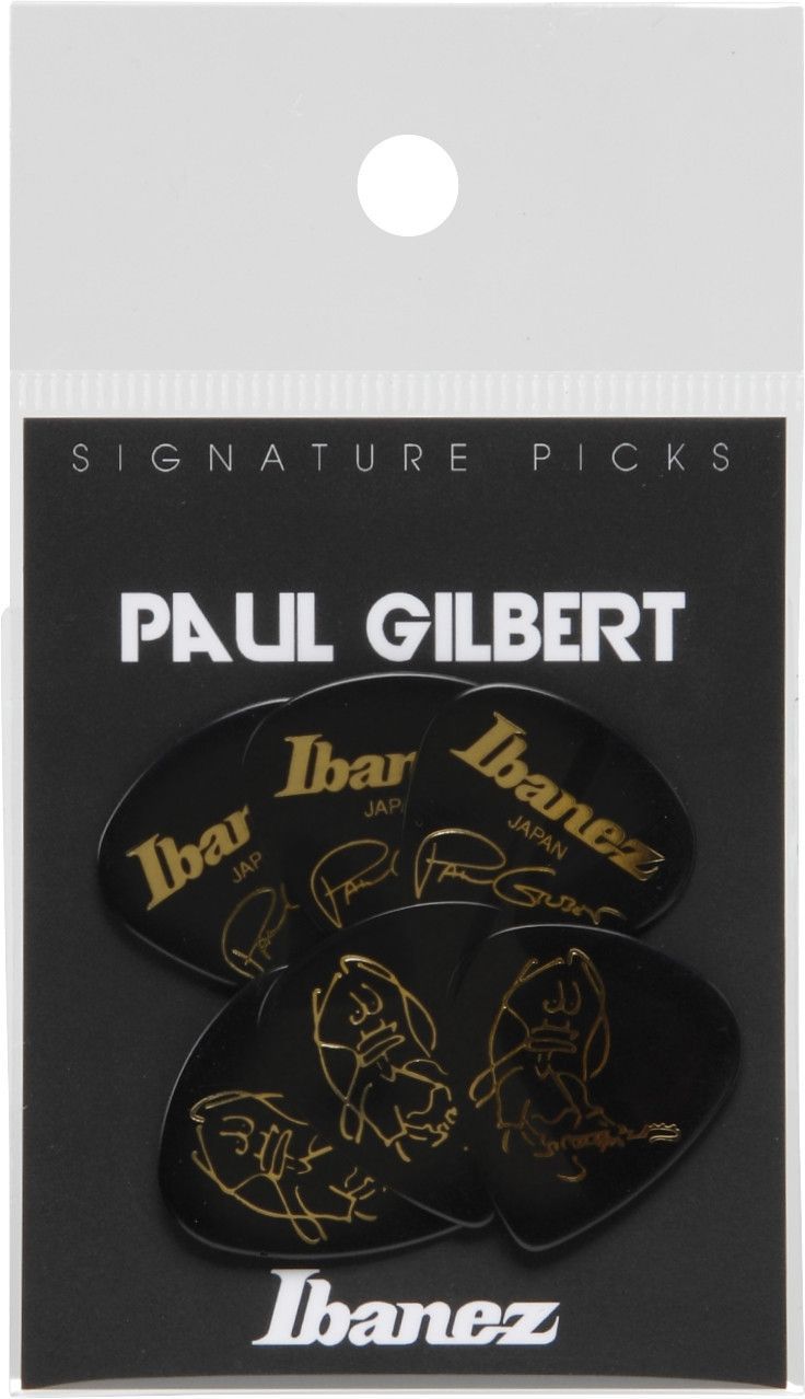 4515110332553 - Paul Gilbert Guitar-Pick Black 6er Pack Celluloid Plektren Heavy 1mm