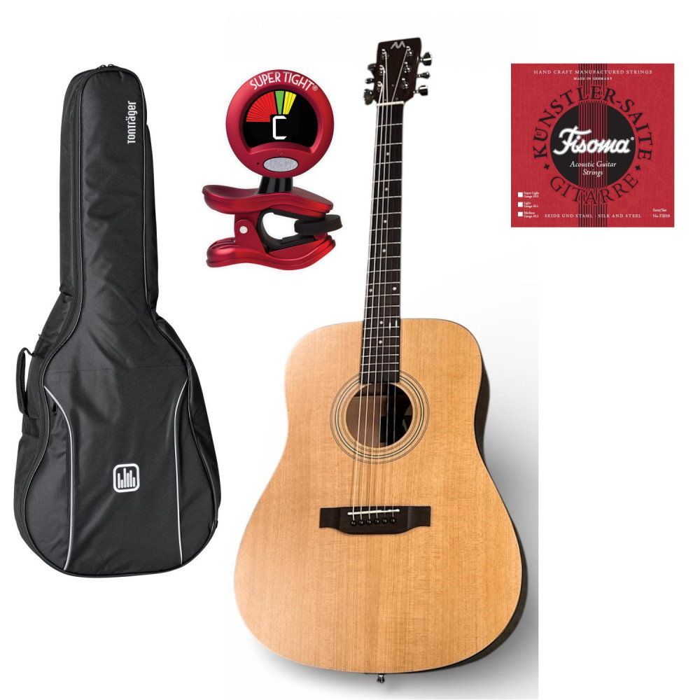 Mark-Westerngitarren SET Advanced III, Paket: Gitarre, Tasche, Tuner & Saiten