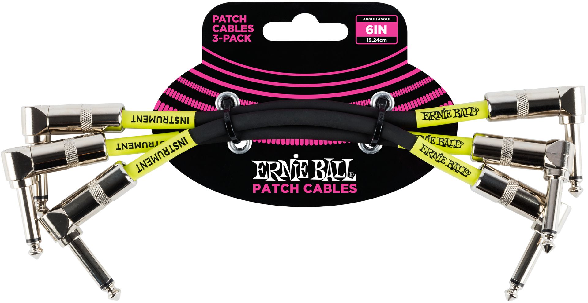 Ernie Ball EB6050 Patchkabel 15cm gewinkelt/gewinkelt 3er Pack schwarz