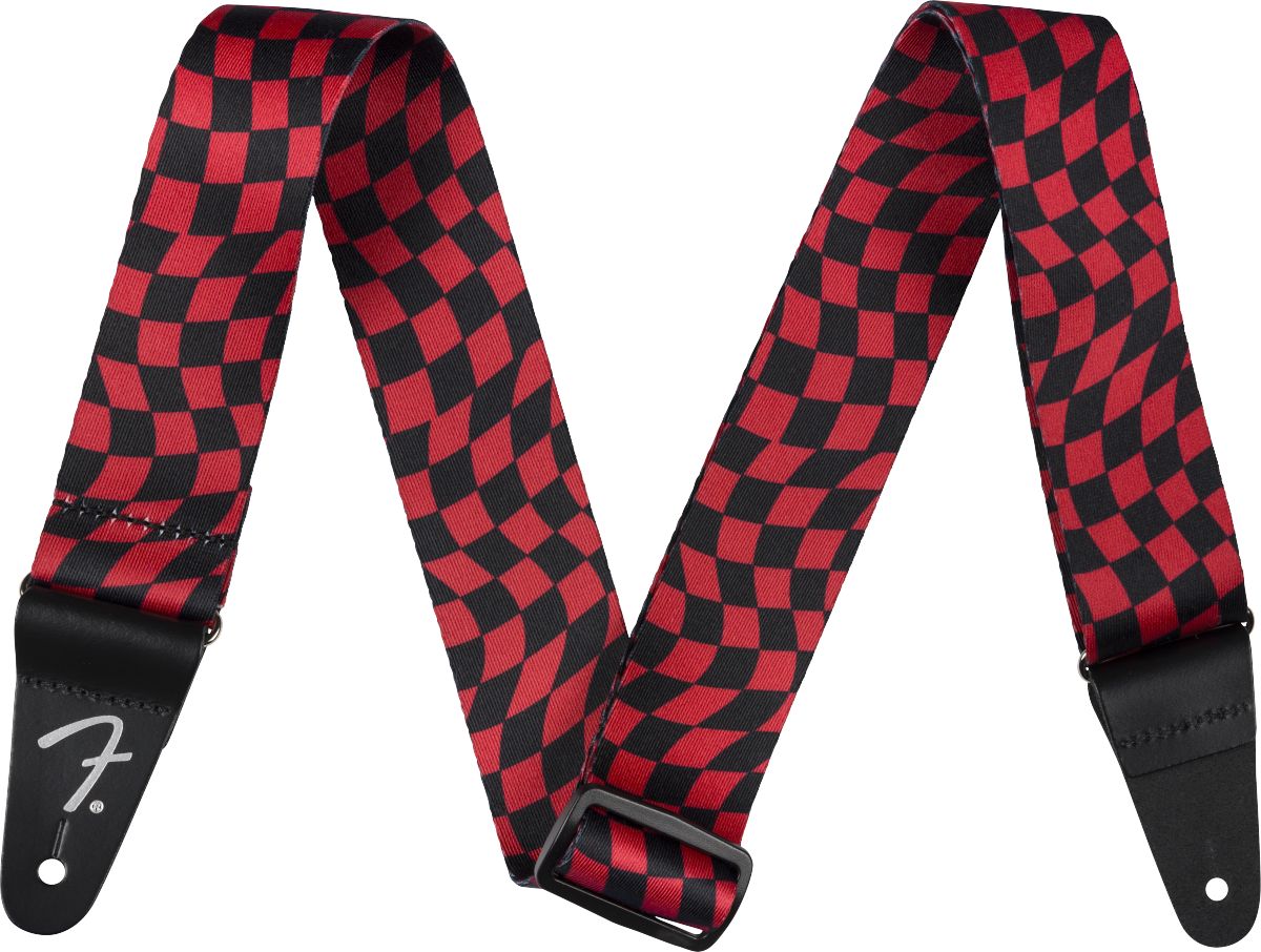 Fender Wavey Checkerboard red rot Strap Gitarrengurt _00054952_