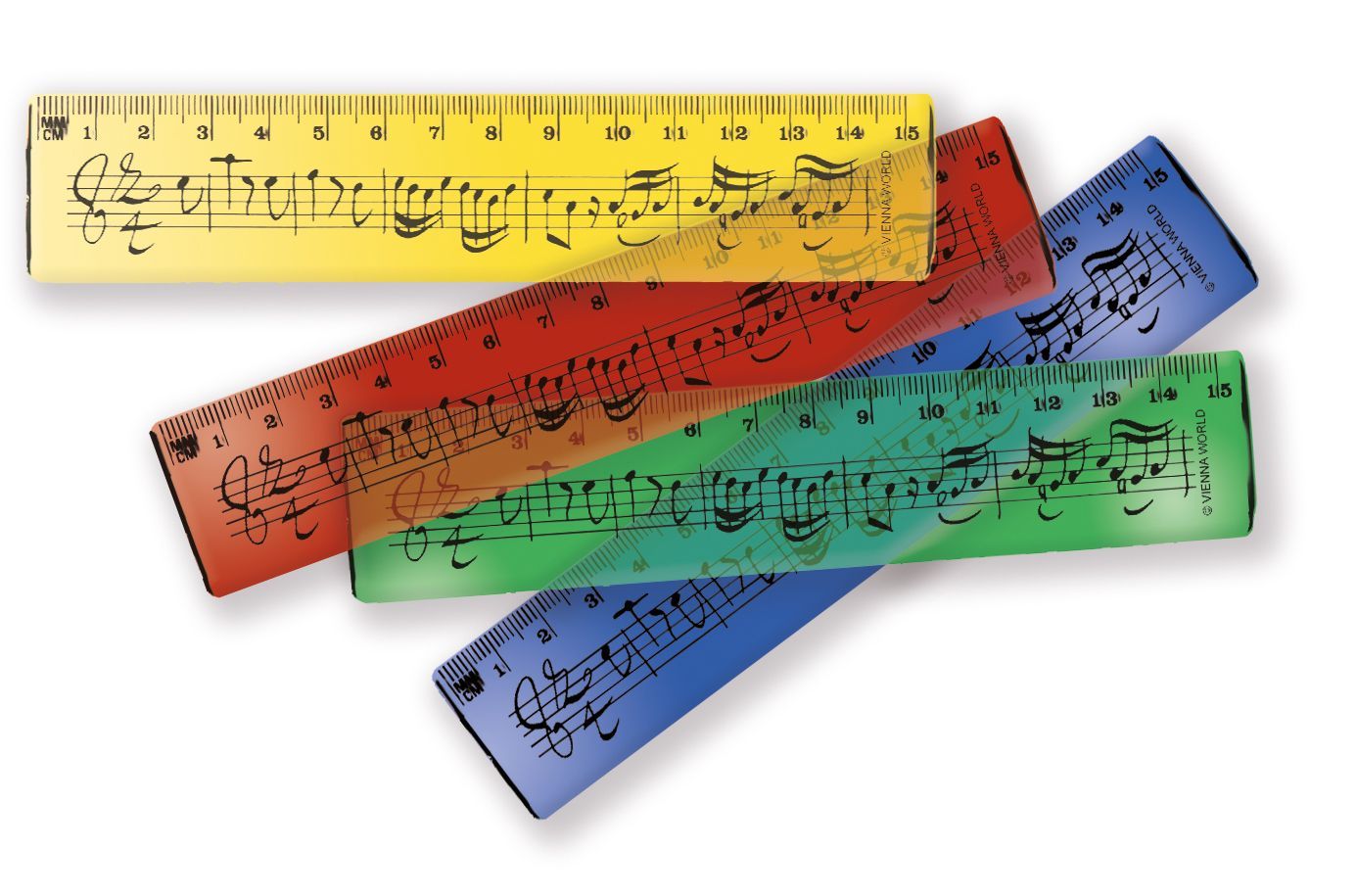 Lineal Notenzeile 15 cm bunt, Farbauswahl zufällig_00054093_