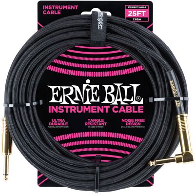 Ernie Ball EB6058 Instrumentenkabel  Gewebe 7,62m lang  gerade/gewinkelt