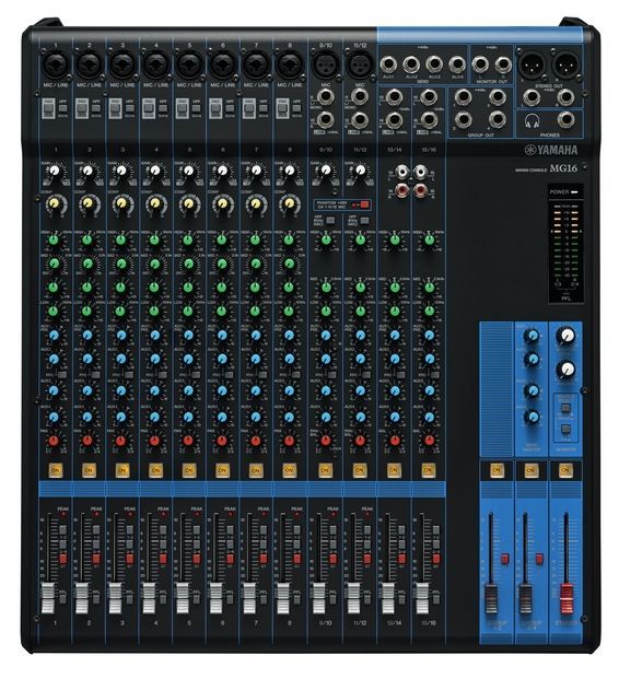 Yamaha MG16 Mixer, 8 Combi Mikrofon/Line Eingänge + 2 Mik/Stereo + 2 Stereo-IN_00030179_