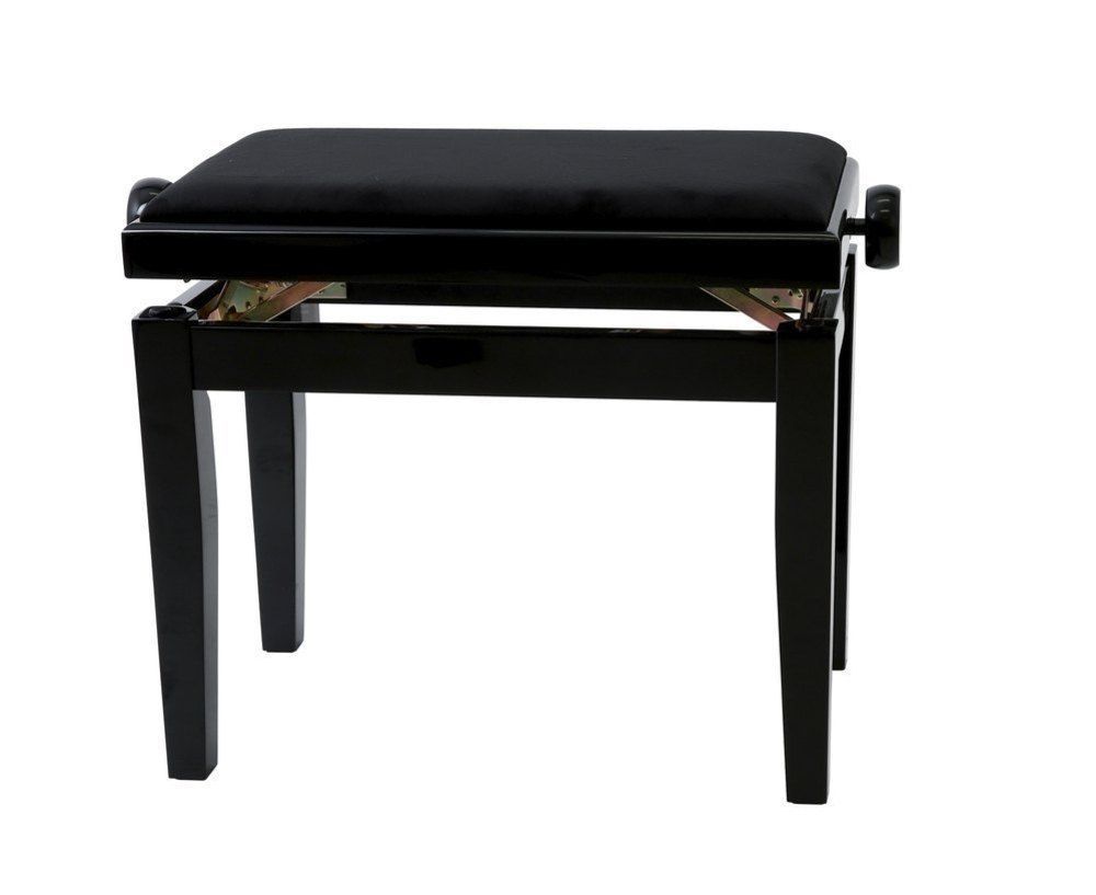 Markstein Klavierbank DELUXE  schwarz poliert, Sitzbezug schwarz, verstellbar 