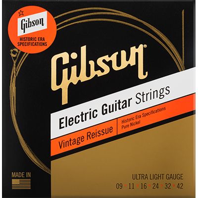 Gibson Vintage Reissue Electric Guitar Strings, 9-42 Ultra-Light Gauge 