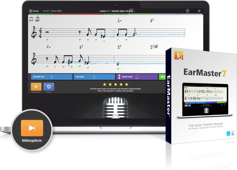 Earmaster 7 Software, Gehörbildung, Ear Master erkennt z.B Intervalle 