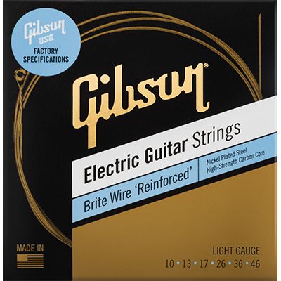 Gibson Brite Wire 'Reinforced' Electric Guitar Strings, Light Gauge 10-46