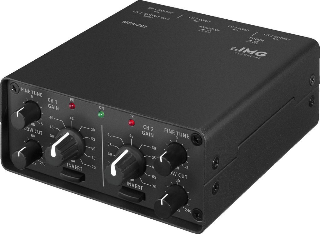 IMG Stage Line MPA-202 2-Kanal Low-Noise Mikrofon-Vorverstärker, Preamp