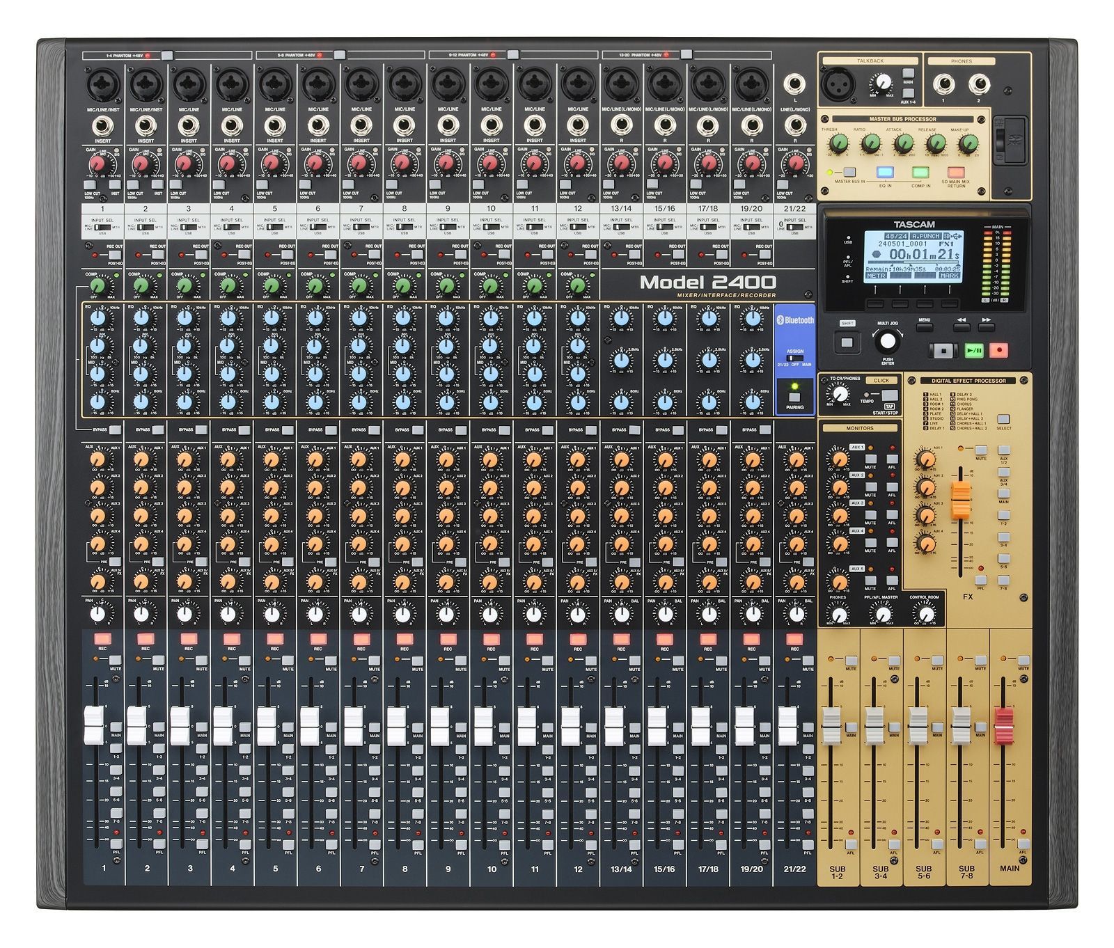 Tascam Model 2400 22-Kanal-Analogmischpult mit digitalem 24-Spur-Recorder