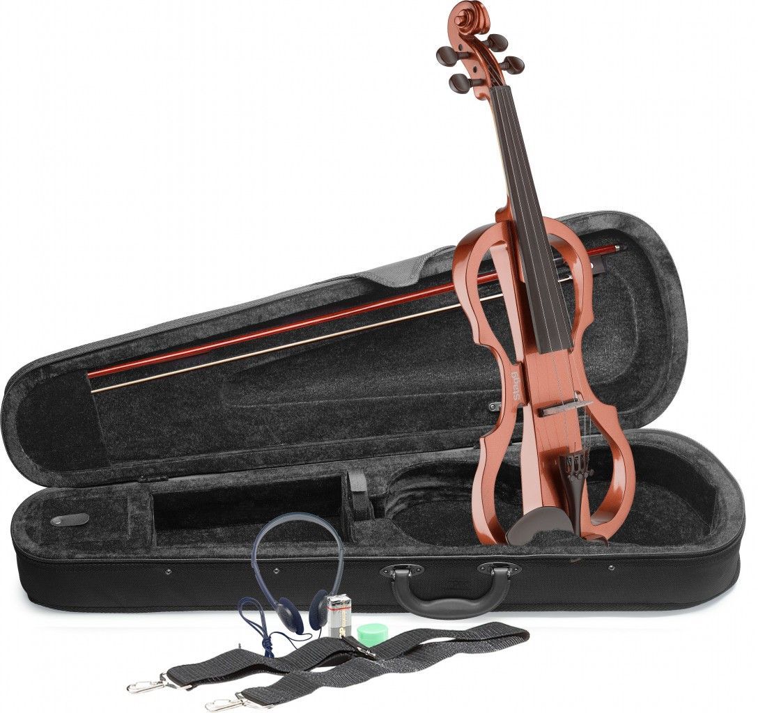 Stagg E-Violine EVN X-4/4 VBR Burst incl. Etui, Bogen, Kopfhörer, ...
