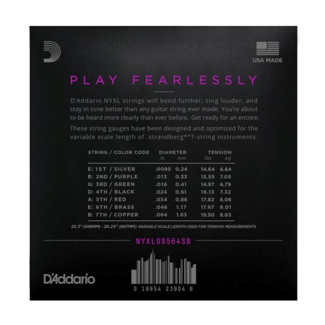 NYXL09564SB Nickel Wound, 7-String, Custom Light, High-Carbon-Stahllegierung