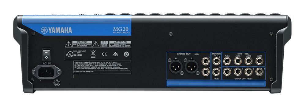 Yamaha MG20 Mixer, 12 Combi Mikrofon/Line Eingänge + 2 Mik/Stereo + 4 Stereo-IN