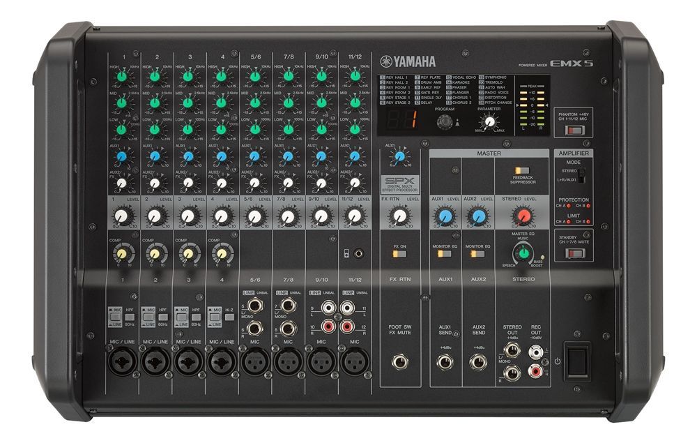 Yamaha EMX 5 Powermixer 12 Kanal Mischpult mit Endstufe 