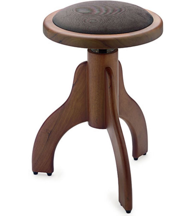 Klavierhocker Nussbaum braun matt, 3Fuß Sitzfläche Velour braun  - Onlineshop Musikhaus Markstein