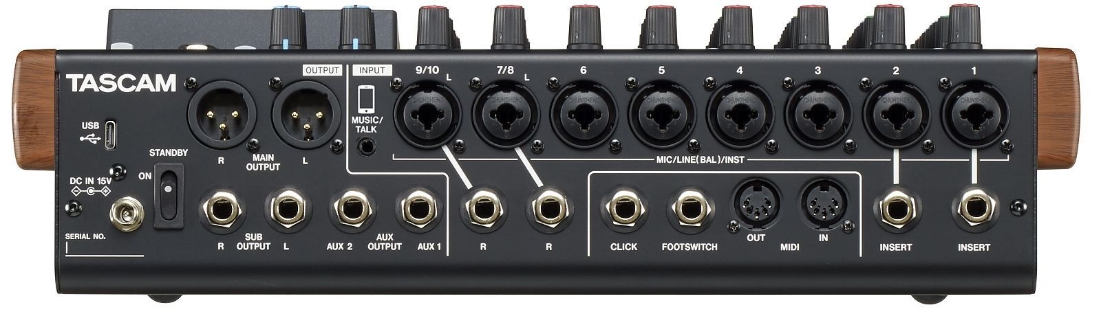 Tascam Model 12 Mixer mit USB Audiointerface, Recorder und DAW-Steuerung_00042385_