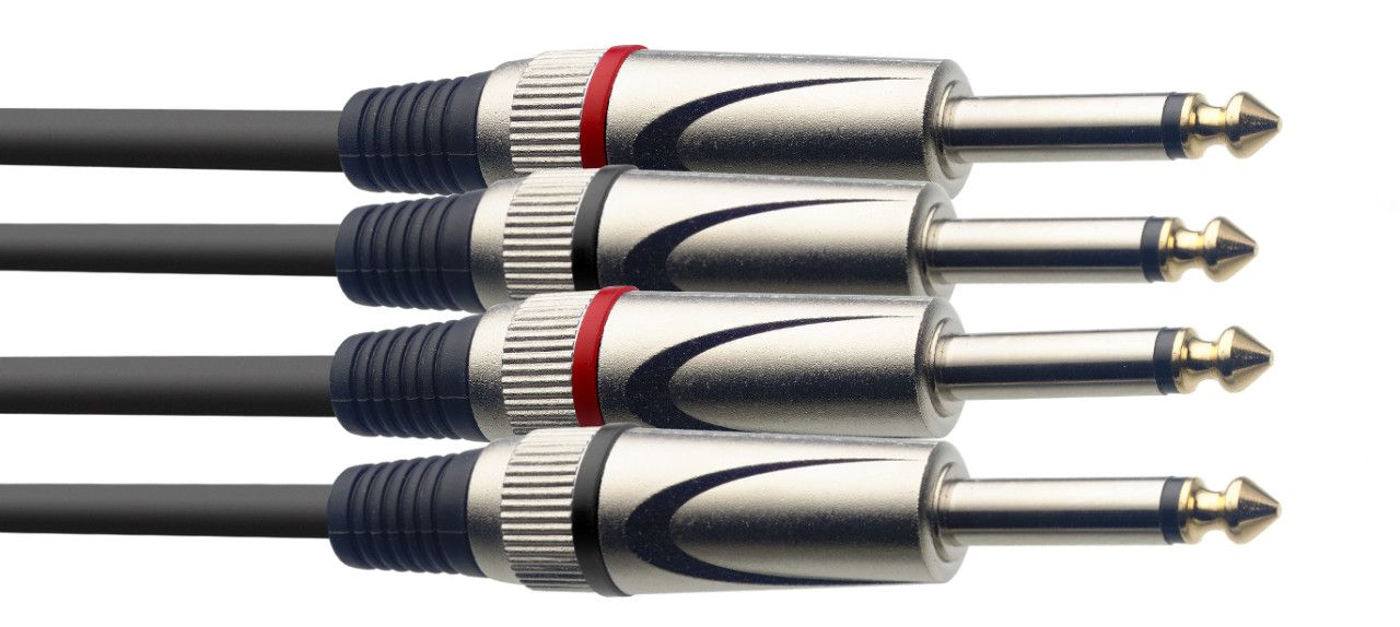 Audiokabel 2x 6,3mm Klinke/Klinke, Stereo Zwillingskabel, 6mMeter_00025544_